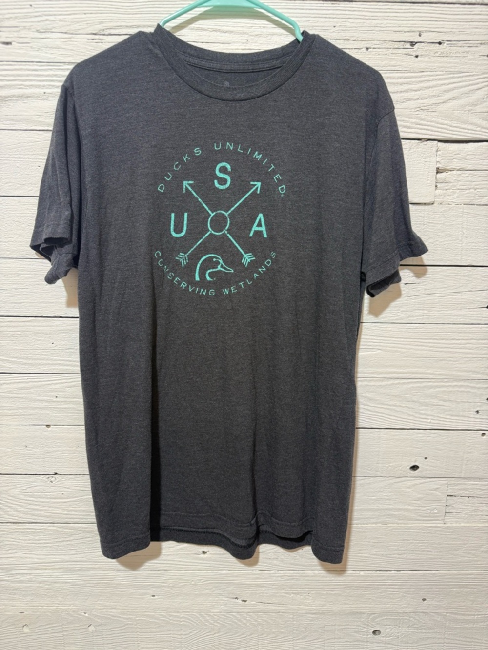 Artisan Charcoal Tee with Teal USA Graphic